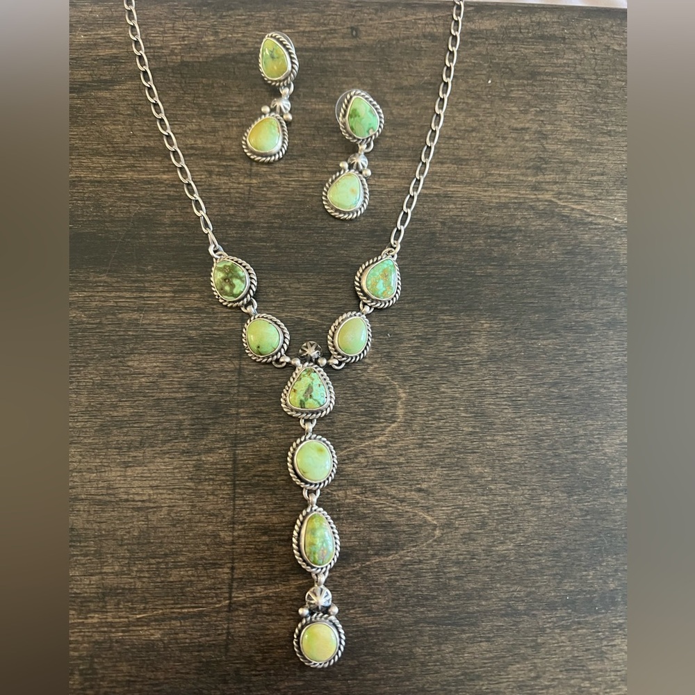 Sonoran Gold Sterling Lariat Necklace and Earrings signed NA Set